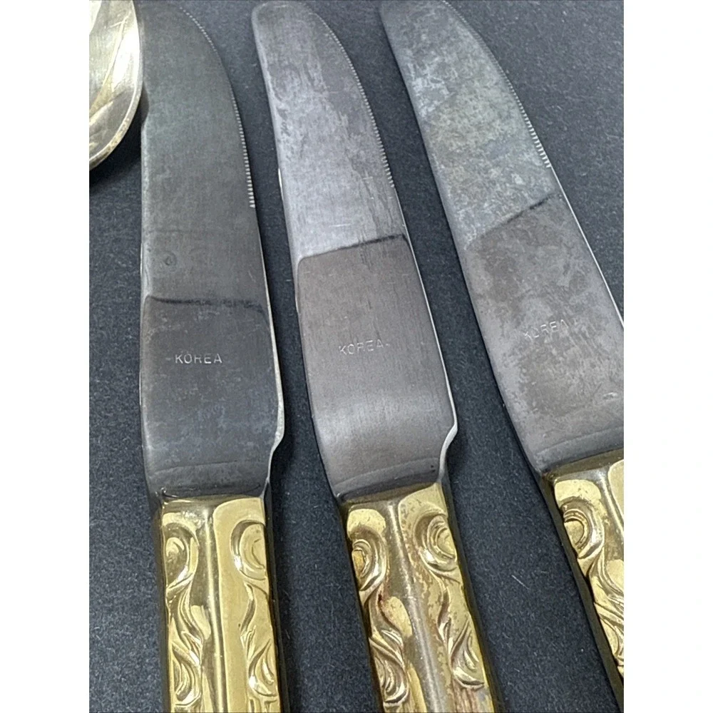 Vintage Towle Supreme Aristocrat Gold Electroplate Cutlery Korea 23 Pieces 80's
